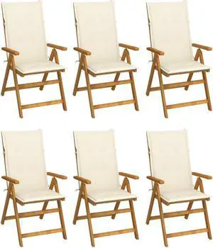vidaXL Outdoor Recliner Chairs 6 Pcs Patio Chair with Cushions Solid Wood Acacia
