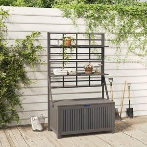 vidaXL Tool Box Storage Box Tool Chest with Trellis Gray Solid Wood Acacia