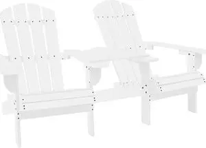 vidaXL Adirondack Chair Patio Lawn Chair with Tea Table Solid Wood Fir White vidaXL Adirondack Chair Patio Lawn Chair with Tea Table Solid Wood Fir White