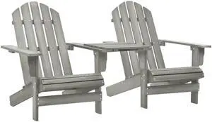 vidaXL Adirondack Chair Patio Lawn Chair with Tea Table Solid Wood Fir Gray
