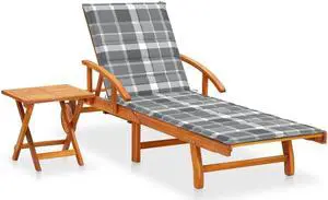 vidaXL Sun Lounger Outdoor Sunbed with Table and Cushion Solid Wood Acacia