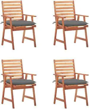 vidaXL Patio Dining Chairs 4 Pcs Outdoor Chair with Cushions Solid Wood Acacia