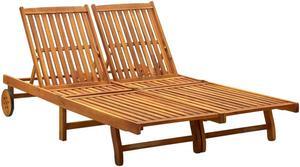 vidaXL 2-Person Sun Lounger Outdoor Chaise Lounge Chair Solid Acacia Wood