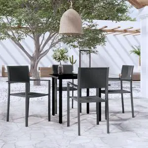 vidaXL Patio Dining Set Outdoor Dining Set Table and Chair Set 5 Piece Black