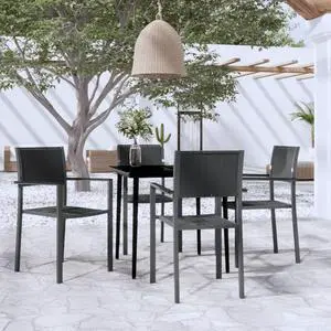 vidaXL Patio Dining Set Outdoor Dining Set Table and Chair Set 5 Piece Black