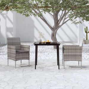 vidaXL Patio Dining Set Outdoor Dining Table and Chair 3 Piece Gray and Black