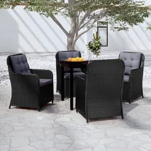 vidaXL Patio Dining Set Outdoor Dining Set Table and Chair Set 5 Piece Black