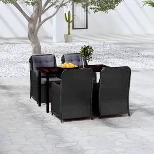 vidaXL Patio Dining Set Outdoor Dining Set Table and Chair Set 5 Piece Black