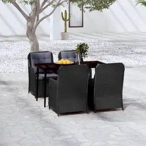 vidaXL Patio Dining Set Outdoor Dining Set Table and Chair Set 5 Piece Black