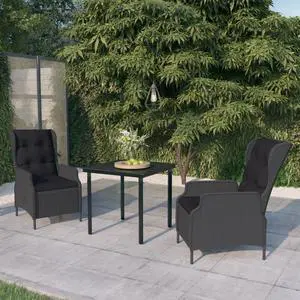 vidaXL Patio Dining Set Outdoor Dining Set Table and Chair 3 Piece Dark Gray