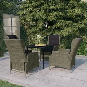 vidaXL Patio Dining Set Outdoor Dining Set Garden Table and Chair 5 Piece Brown