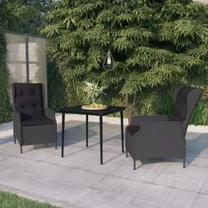 vidaXL Patio Dining Set Outdoor Dining Set Table and Chair 3 Piece Dark Gray