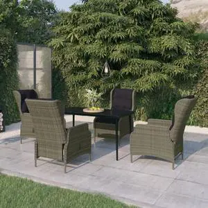 vidaXL Patio Dining Set Outdoor Dining Set Garden Table and Chair 5 Piece Brown