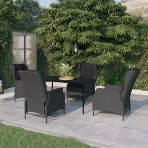 vidaXL Patio Dining Set Outdoor Dining Set Table and Chair 5 Piece Dark Gray