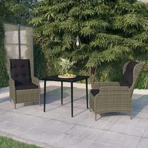 vidaXL Patio Dining Set Outdoor Dining Set Garden Table and Chair 3 Piece Brown