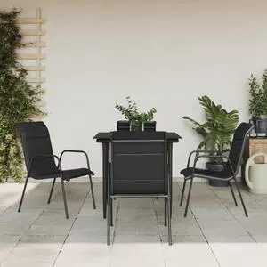 vidaXL Patio Dining Set Outdoor Furniture 5 Piece Black Steel and Textilene