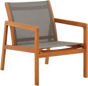 vidaXL Chair Patio Chair with Armrest Gray Solid Wood Eucalyptus and Textilene