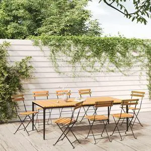 vidaXL 8x Solid Wood Acacia Folding Patio Chairs Steel Garden Outdoor Chair