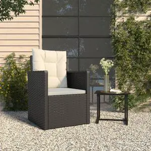 vidaXL Patio Chair All Weather Outdoor Furniture with Cushions Black Poly Rattan