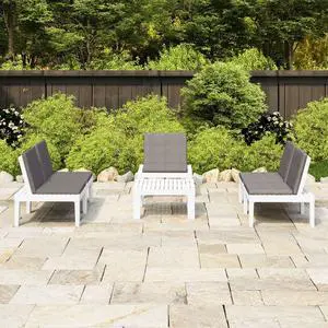vidaXL Patio Furniture Set 4 Piece Patio Bench Chair with Table Plastic White