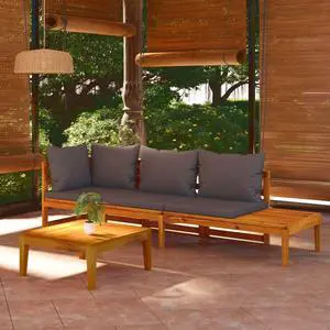 vidaXL Patio Lounge Set Chaise Lounge Outdoor Furniture 3 Piece Acacia Wood