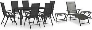 vidaXL Patio Dining Set Outdoor Table and Chair 10 Piece Black and Anthracite