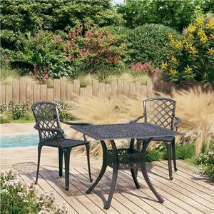 vidaXL Bistro Set Table and Chair Bistro Table 3 Piece Cast Aluminum Black
