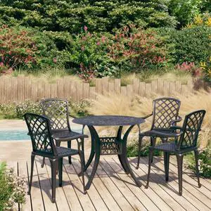 vidaXL Patio Bistro Set Outdoor Bistro Table Set 5 Piece Cast Aluminum Black