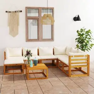 vidaXL Patio Lounge Set Outdoor Sectional Sofa Set 8 Piece Solid Wood Acacia