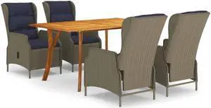 vidaXL Patio Dining Set Outdoor Dining Set Table and Chair Set 5 Piece Brown