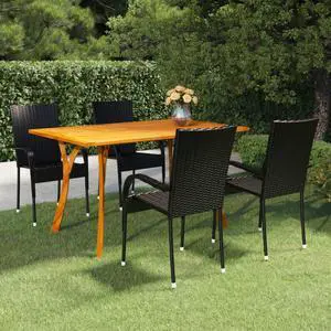 vidaXL Patio Dining Set Outdoor Dining Set Table and Chair Set 5 Piece Black