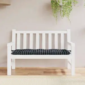 vidaXL Outdoor Cushion Bench Pillow Patio Cushion Black Check Pattern Fabric