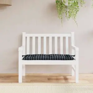 vidaXL Bench Cushion Outdoor Patio Seat Pad Black Check Pattern Oxford Fabric