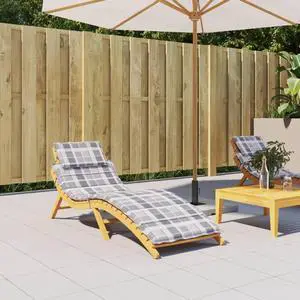vidaXL Sun Lounger Cushion Grey Check Pattern 186x58x4cm Oxford Fabric vidaXL Sun Lounger Cushion Grey Check Pattern 186x58x4cm Oxford Fabric