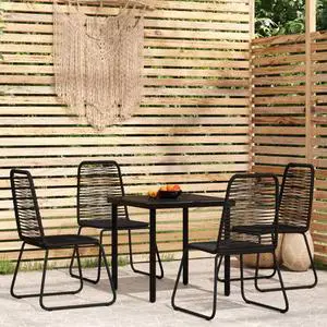 vidaXL Patio Dining Set Outdoor Dining Set Table and Chair Set 5 Piece Black