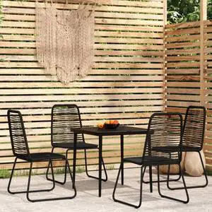 vidaXL Patio Dining Set 5 Piece Black Garden Outdoor Table and Chair Furniture