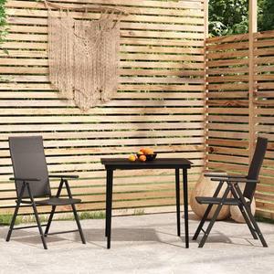 vidaXL Patio Dining Set 3 Piece Black Garden Outdoor Table and Chair Furniture