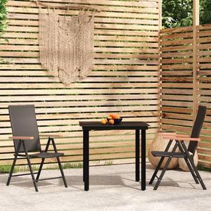 vidaXL Patio Dining Set Outdoor Dining Set Table and Chair Set 3 Piece Black