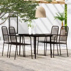 vidaXL Patio Dining Set 5 Piece Black Garden Outdoor Table and Chair Furniture
