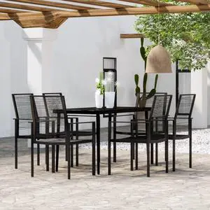 vidaXL Patio Dining Set 5 Piece Black Garden Outdoor Table and Chair Furniture