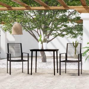 vidaXL Patio Dining Set 3 Piece Black Garden Outdoor Table and Chair Furniture