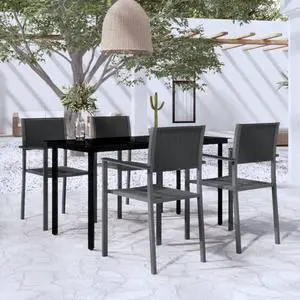 vidaXL Patio Dining Set Outdoor Dining Set Table and Chair Set 5 Piece Black
