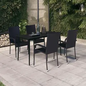 vidaXL Patio Dining Set 5 Piece Black Garden Outdoor Table and Chair Furniture