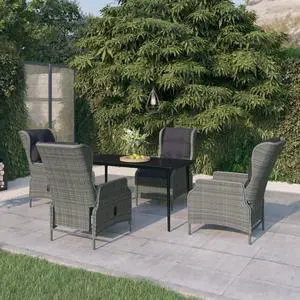 vidaXL Patio Dining Set Outdoor Dining Set Table and Chair 5 Piece Light Gray