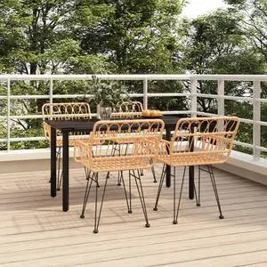 vidaXL Patio Dining Set Outdoor Furniture Conversation 5 Piece Poly Rattan