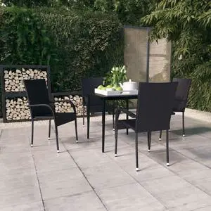 vidaXL Patio Dining Set 5 Piece Black Garden Outdoor Table and Chair Furniture
