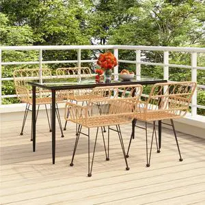 vidaXL Patio Dining Set Outdoor Furniture Conversation 5 Piece Poly Rattan