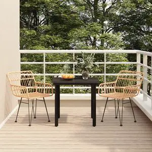 vidaXL Patio Dining Set Outdoor Furniture Conversation 3 Piece Poly Rattan
