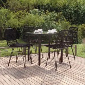 vidaXL Patio Dining Set Outdoor Furniture Conversation 5 Piece Black Poly Rattan