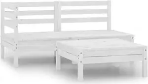 vidaXL Patio Furniture Set 3 Piece Sectional Sofa Set Solid Wood Pine White